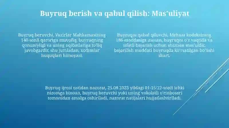 Buyuruq ( prikaz ) tayyorlash va tuzilma 4