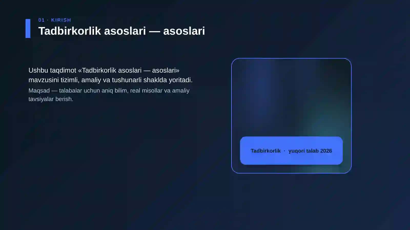 Tadbirkorlik asoslari — asoslari 4