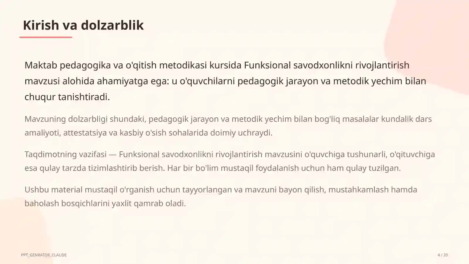 Funksional savodxonlikni rivojlantirish 4