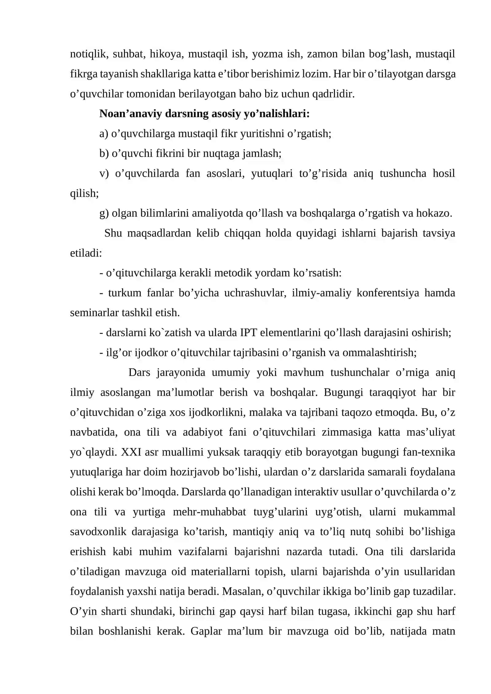 ONA TILI DARSLARIDA NOAN’ANAVIY USULLARDAN FOYDALANISH 4