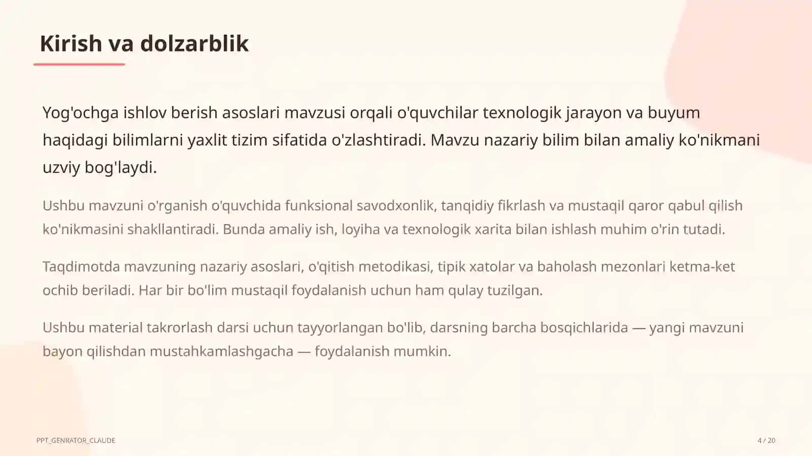 Yog'ochga ishlov berish asoslari (5-sinf) 4