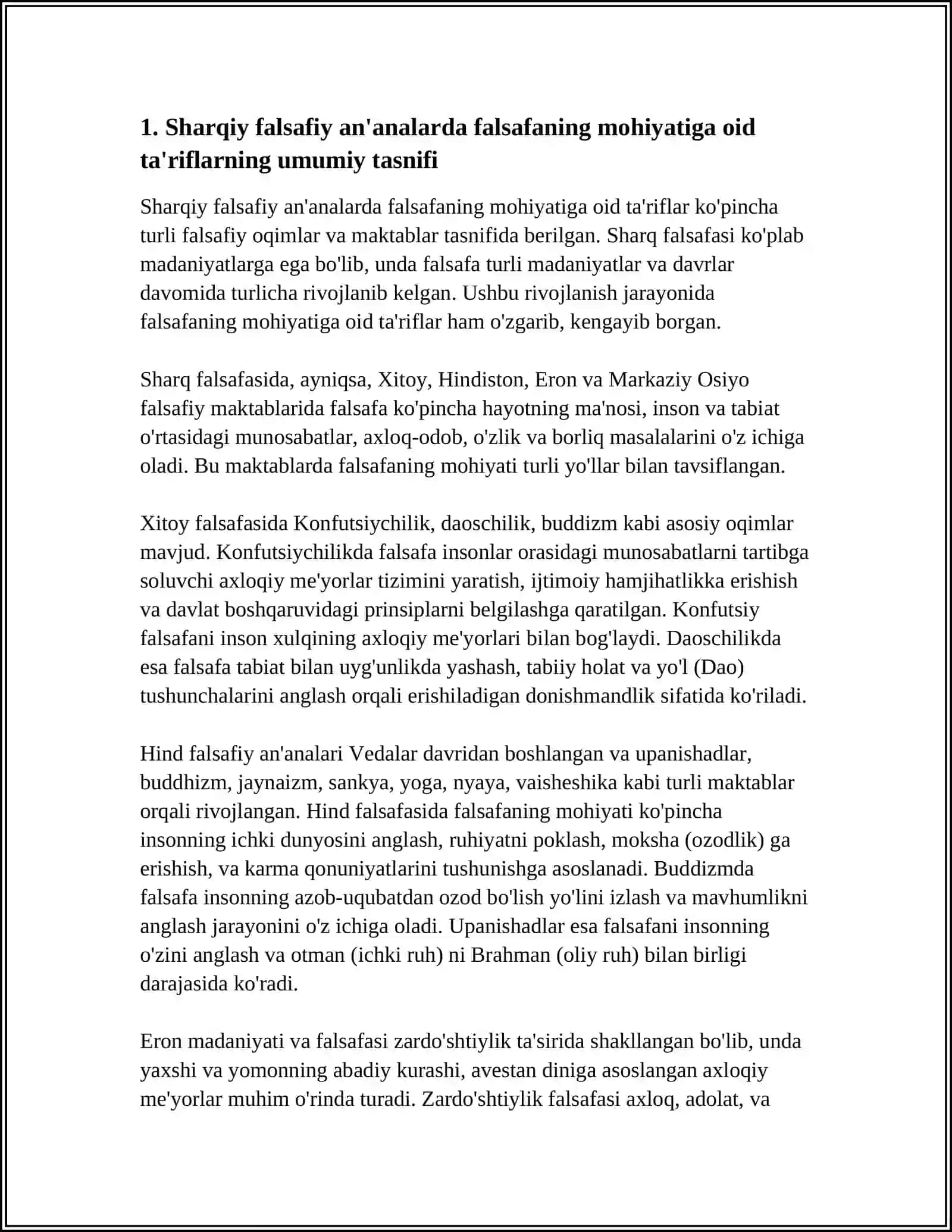 FALSAFANING MOHIYATIGA OID SHARQ VA G'ARB MUTAFAKKIRLARI TARIFINI TASNIFLASH 4