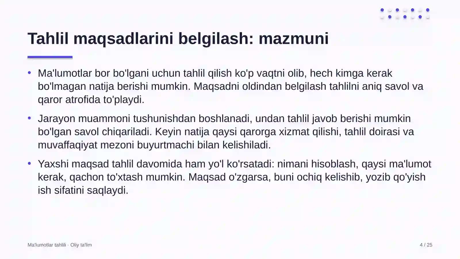 Xorijiy universitetlar filiallarida tahlil maqsadlarini belgilash 4