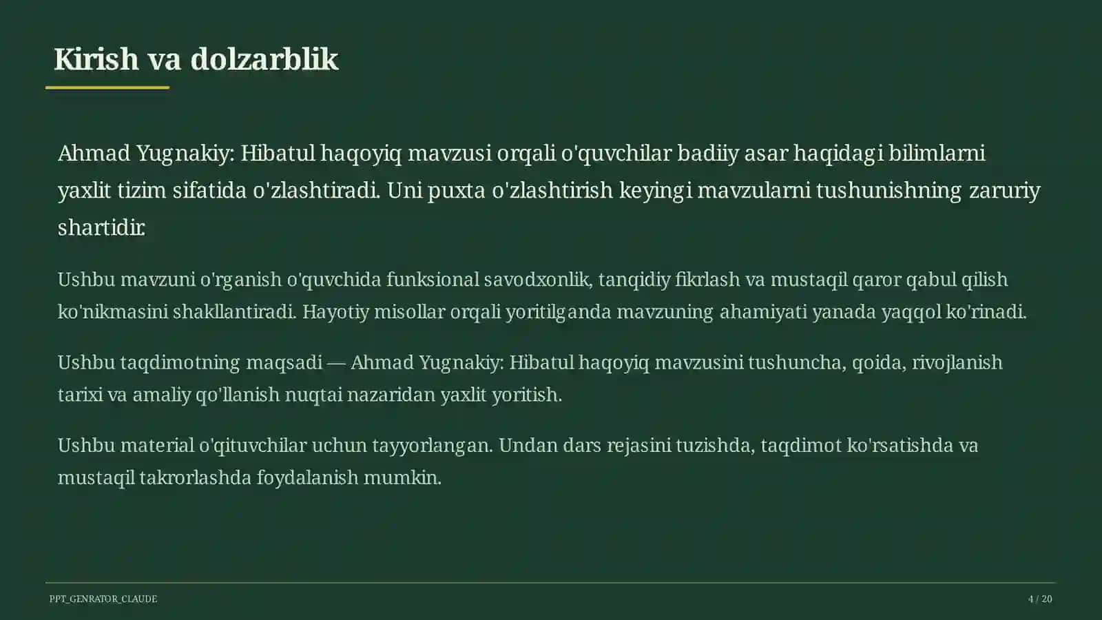 Ahmad Yugnakiy: Hibatul haqoyiq (7-sinf) 4