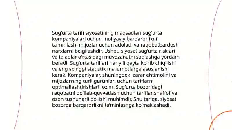 Sugʻurta tarifi siyosati 4