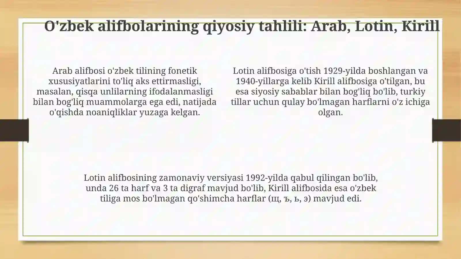Oʻzbektilining yozuv tizimlari taraqqiyoti va orfografiyasi 4