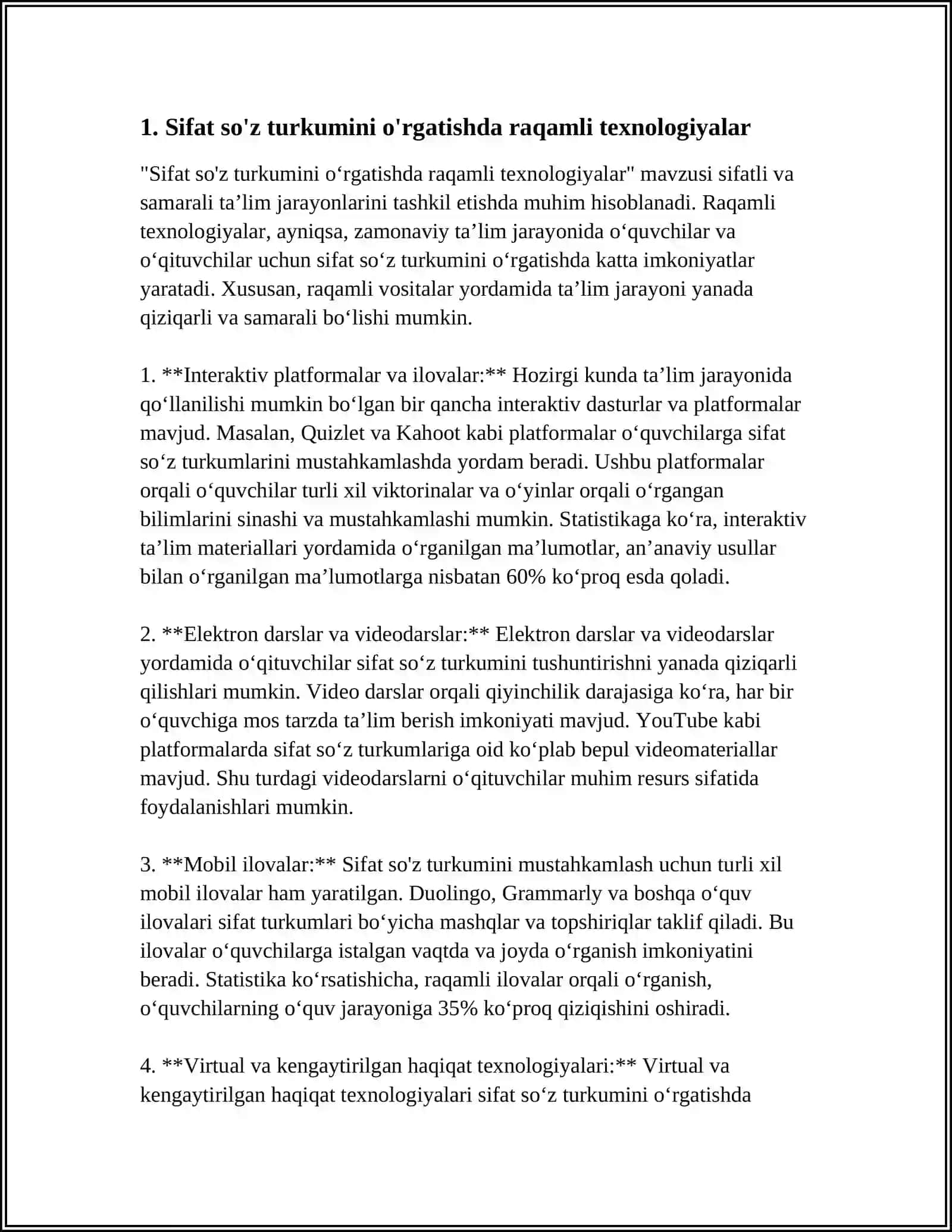 ONA TILI DARSLARIDA SIFAT SO'Z TURKUMINI O'RGATISHDA INNOVATSION TEXNOLOGIYALARDAN FOYDALANISH 4