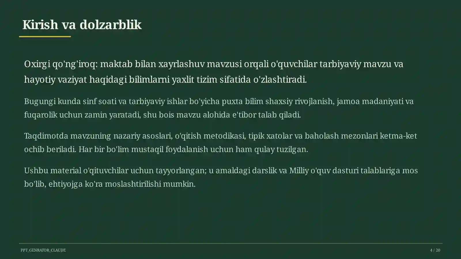 Sinf Soati va Tarbiyaviy Tadbirlar (1-11) 4