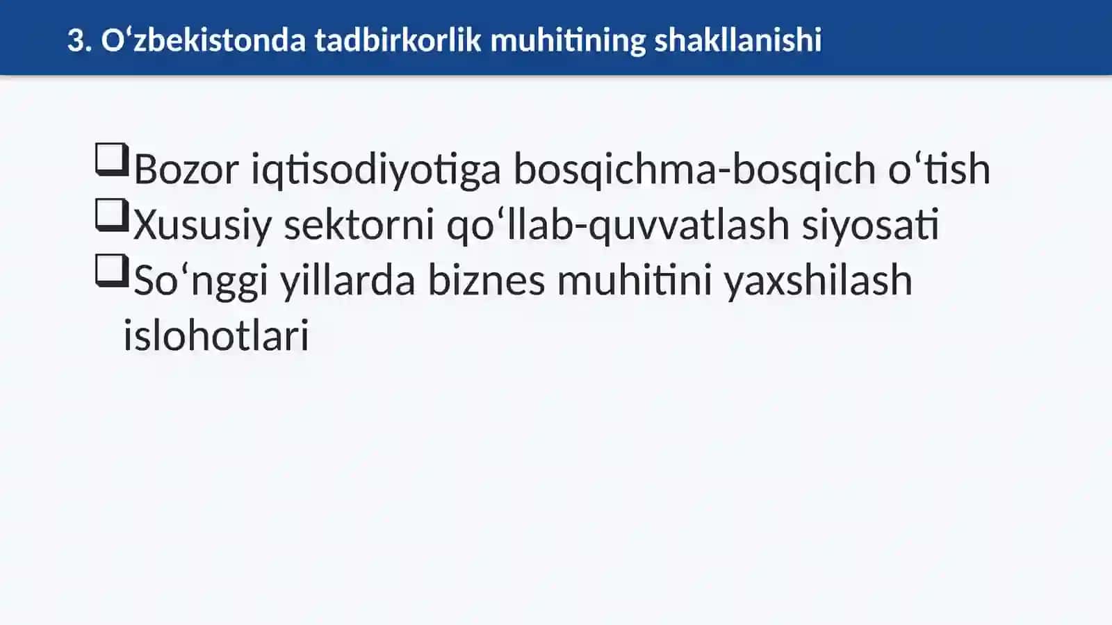 O‘ZBEKISTON DA TADBIRKORLIK MUHITI 4