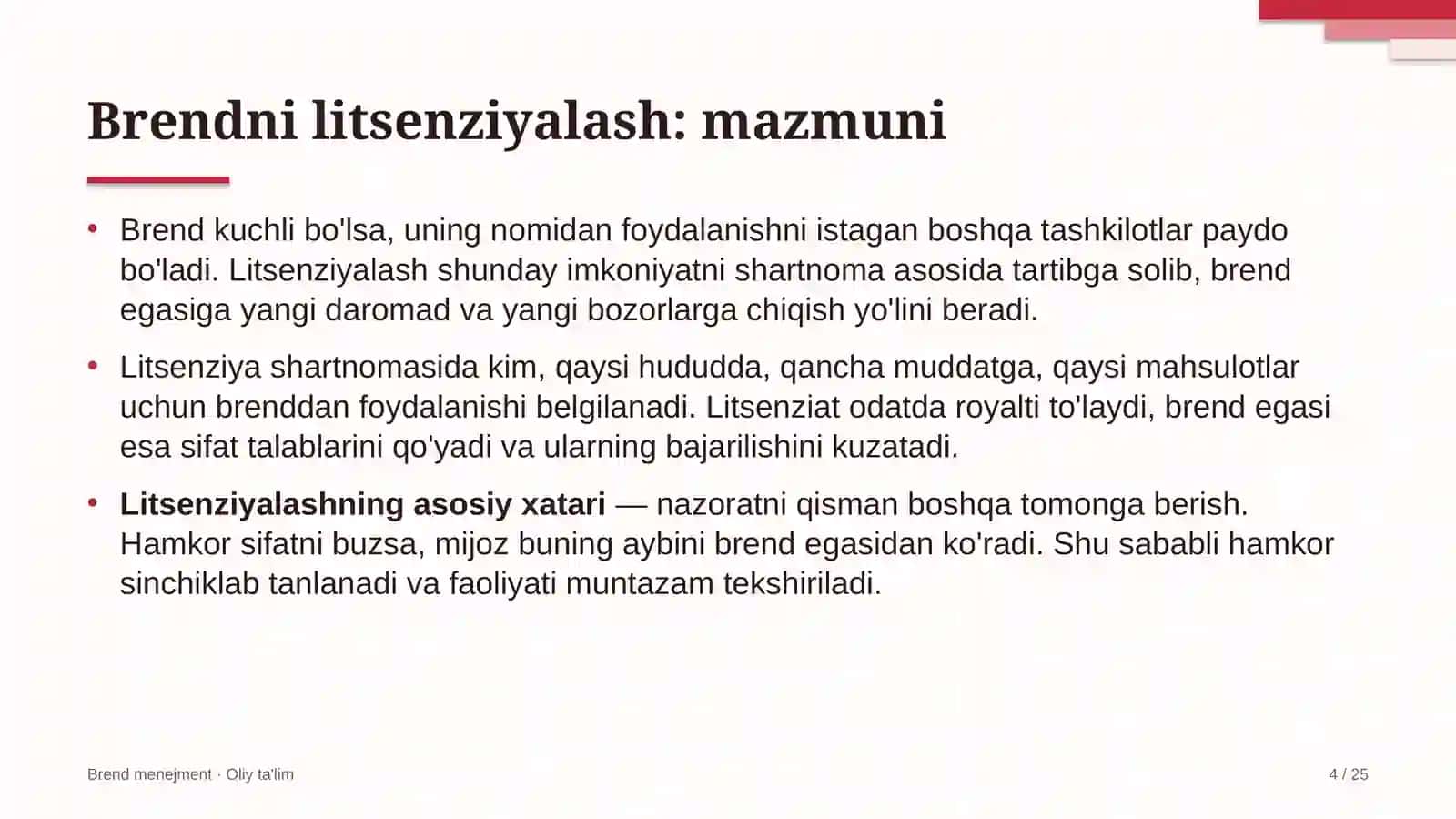 Brend menejment · Oliy ta'lim 4