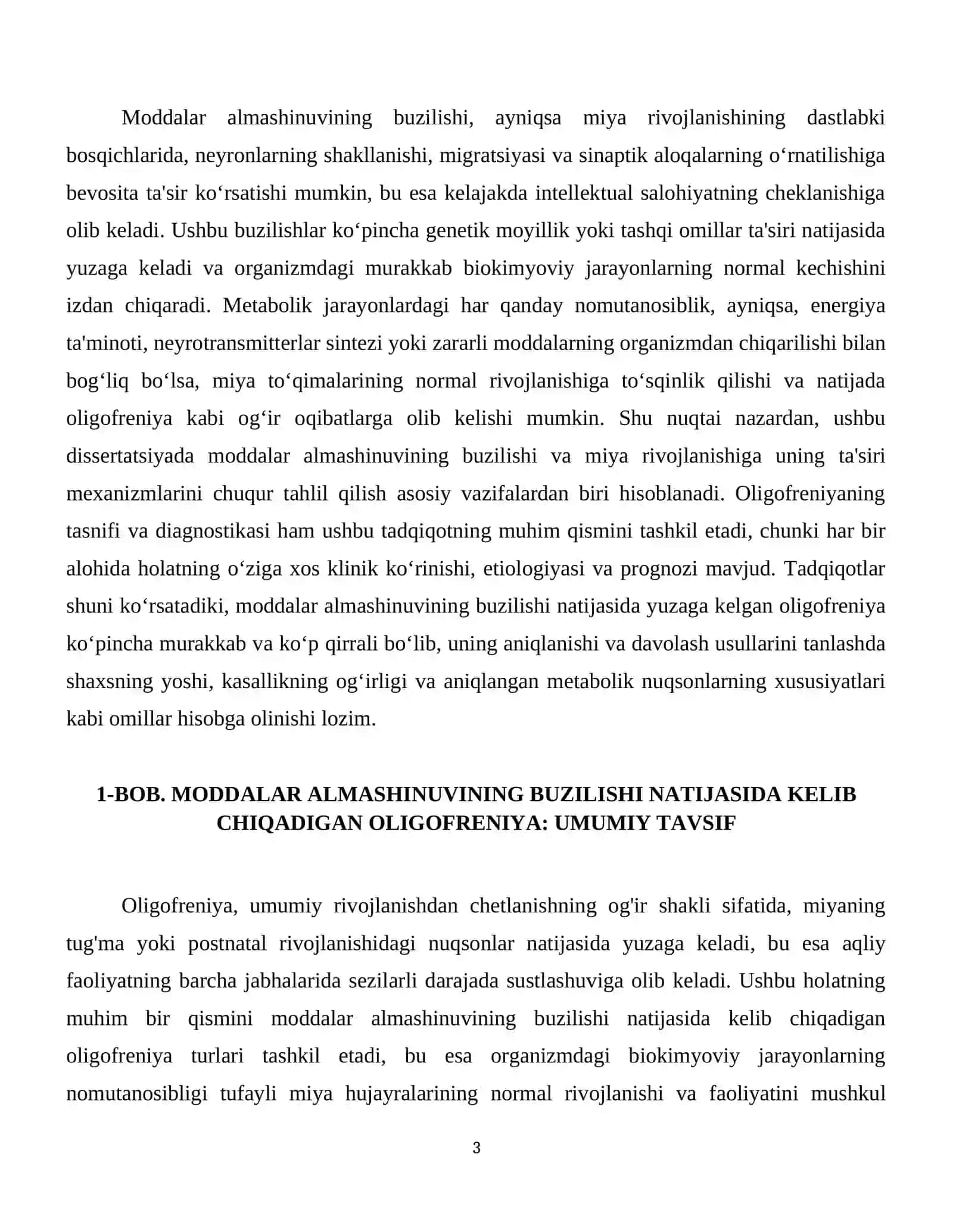 Moddalar almashinuvining buzilishi natijasida kelib chiqqan oligofreniya 4
