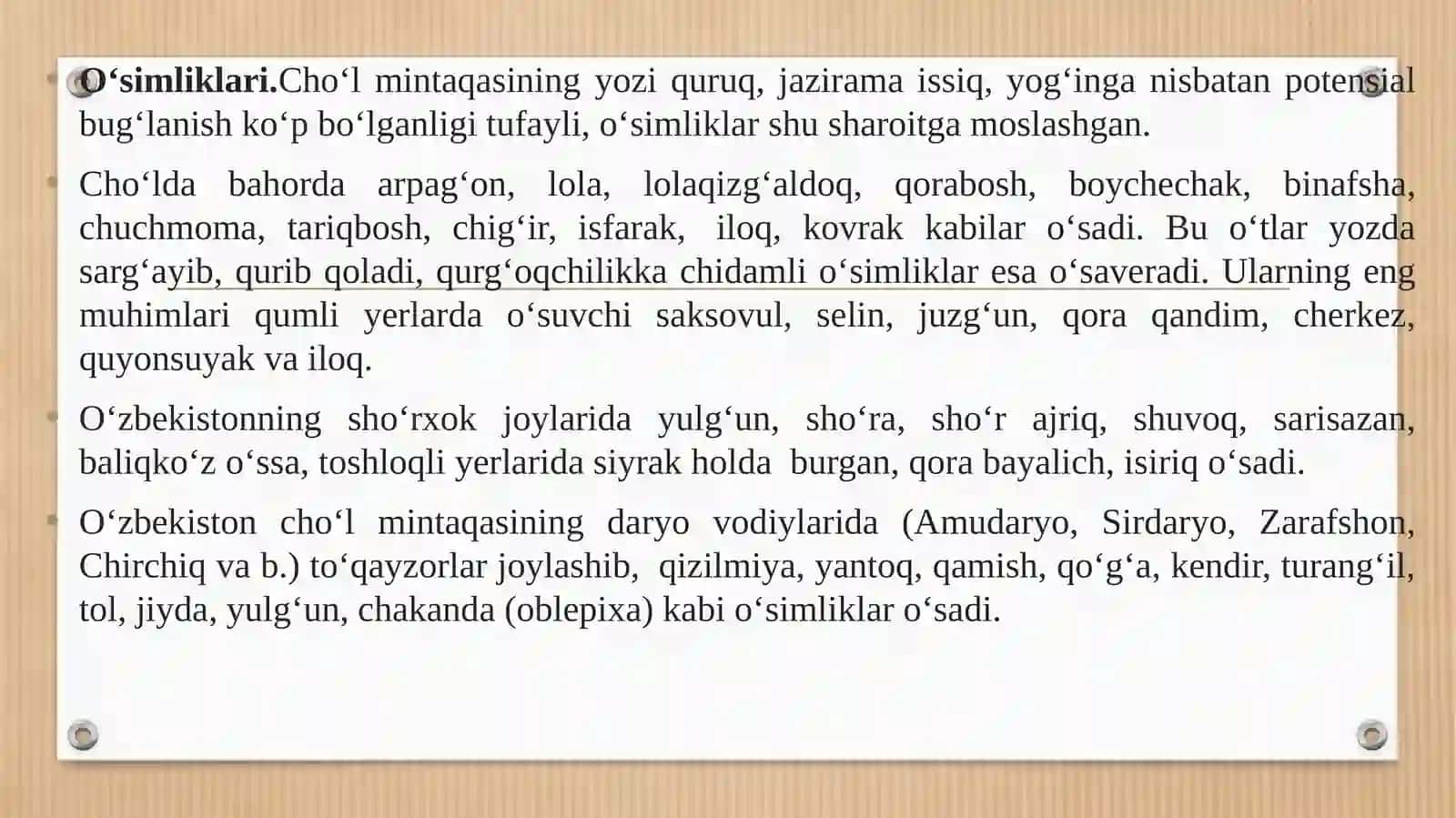 O‘zbekistonning yer resurslari. Lalmi va yaylov tuproqlar 4