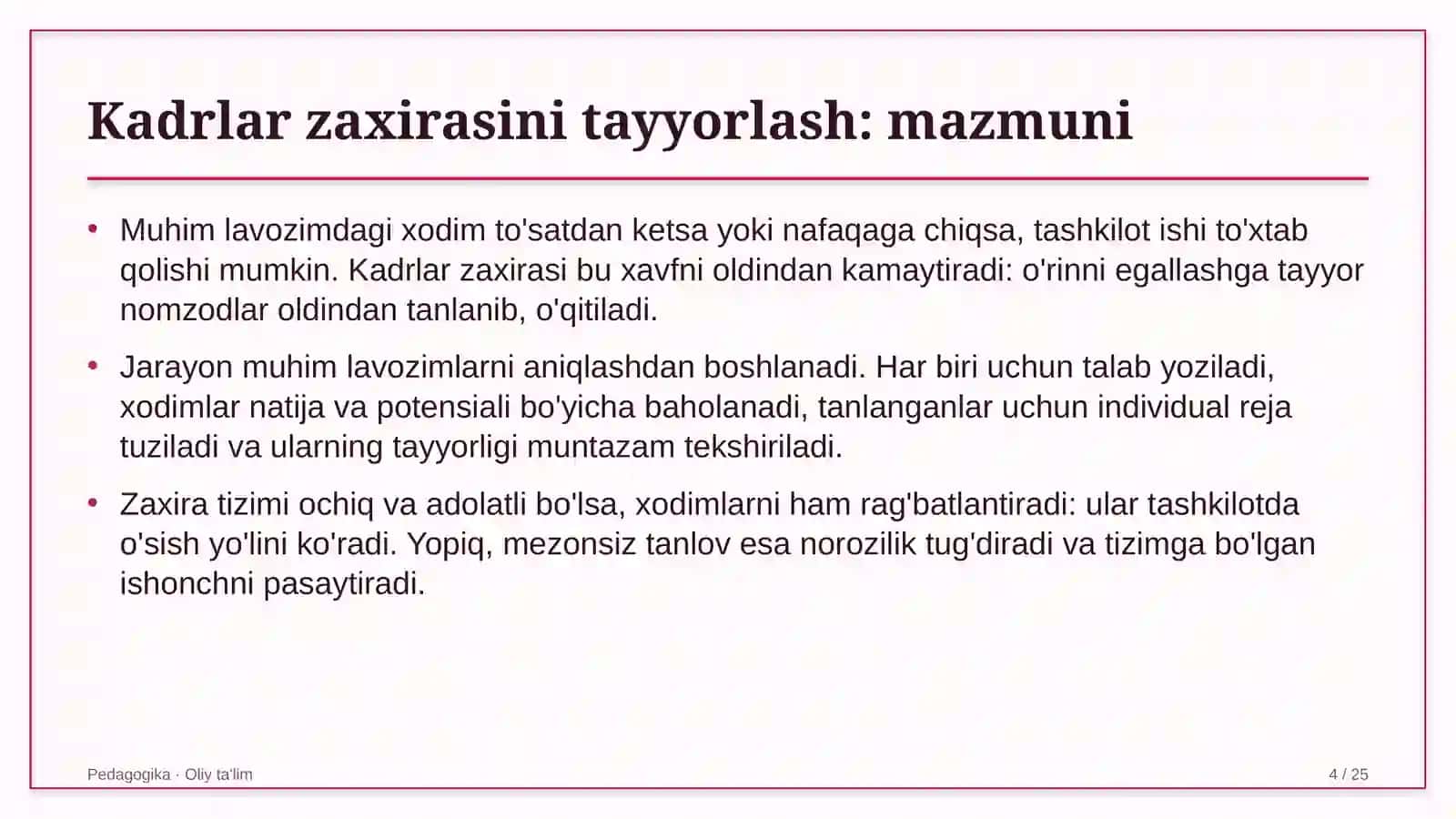 Madaniyat markazlarida kadrlar zaxirasini tayyorlash 4