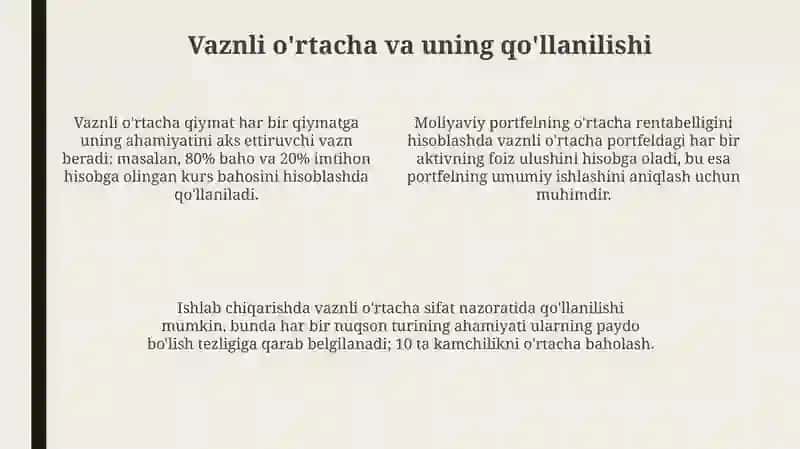 Oʻrtacha miqdor turlari va shakllari 4