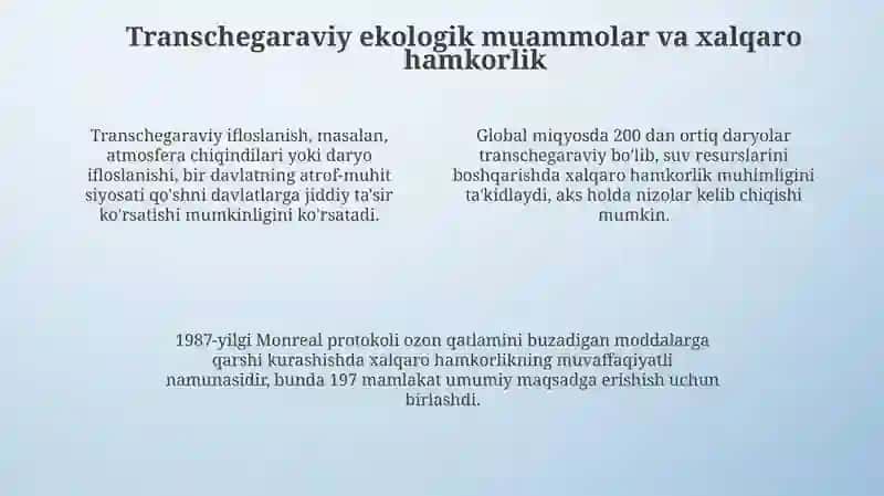Ekologiya va xalqaro munosobatlar 4
