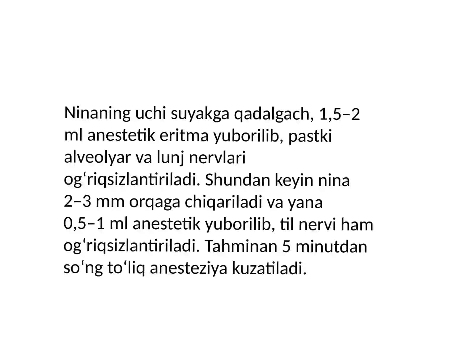 Torusal ogʻriqsizlantirish usuli 4