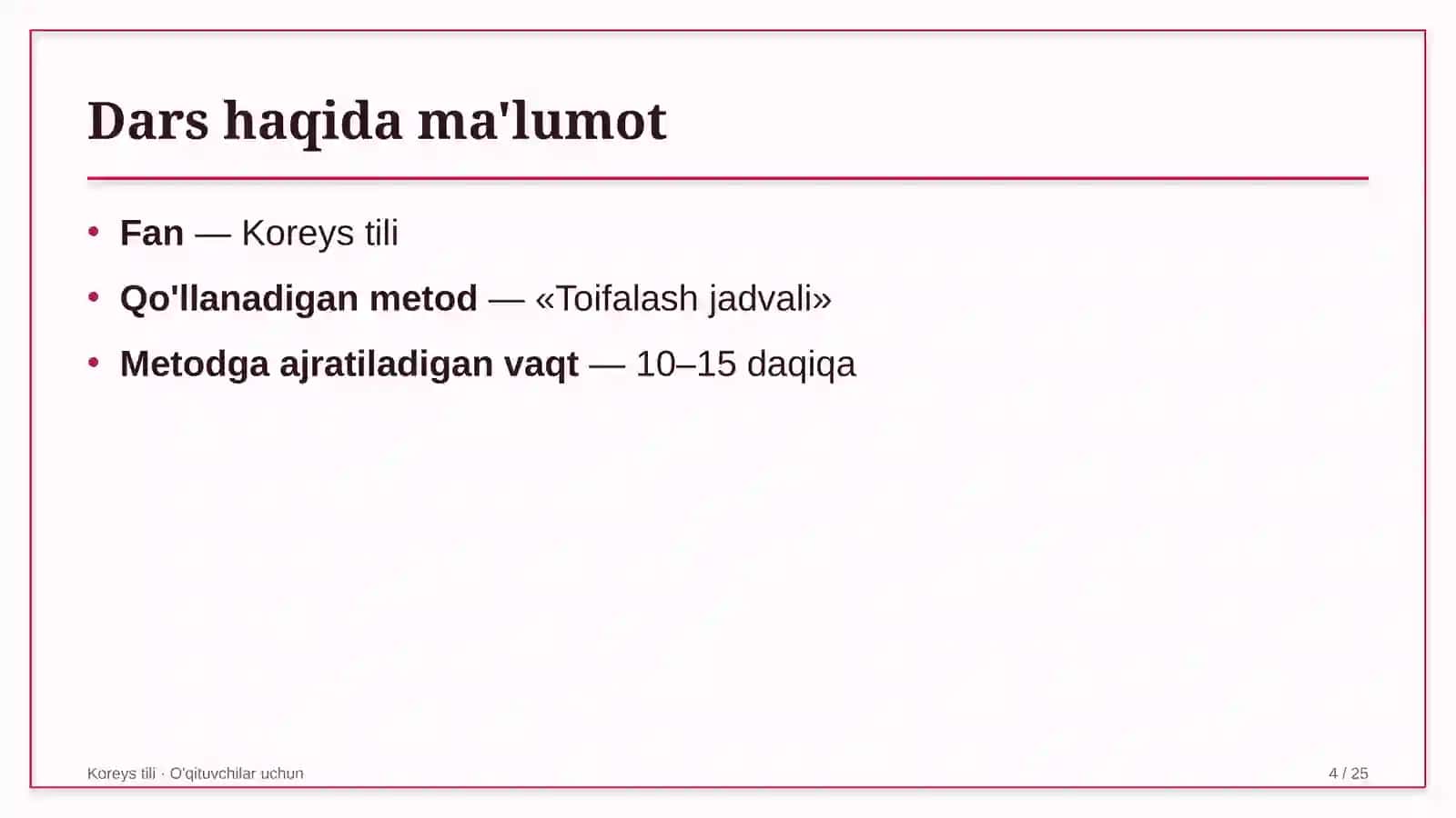 koreys tili darslarida toifalash jadvali metodidan foydalanish 5022 4