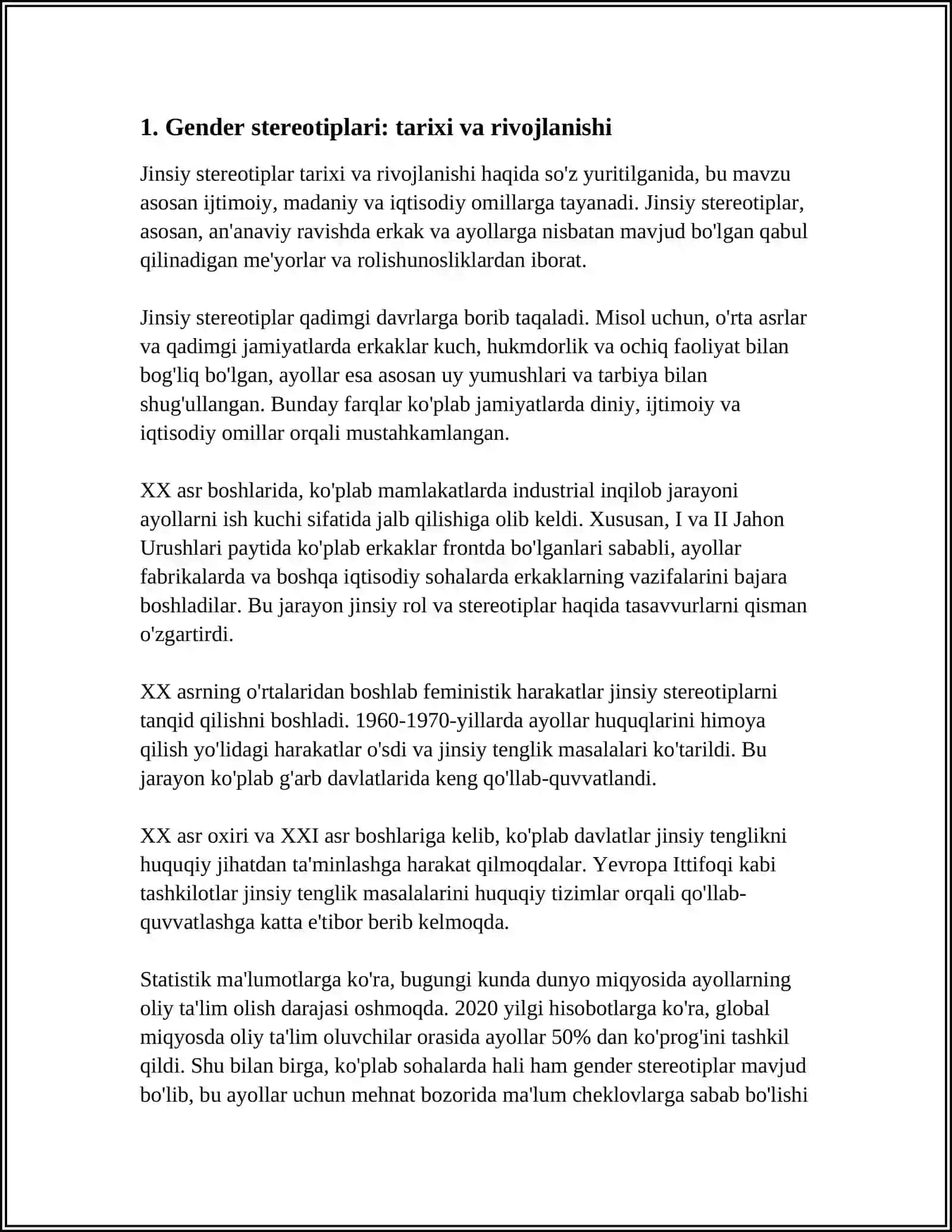 OILA MUNOSABATLARIDA GENDER STREOTIPLARINING NAMOYON BOʻLISHI.AFFEKT HOLATIDAGI ER-XOTIN MUNOSABATLARIDA GENDER ROLLARI 4