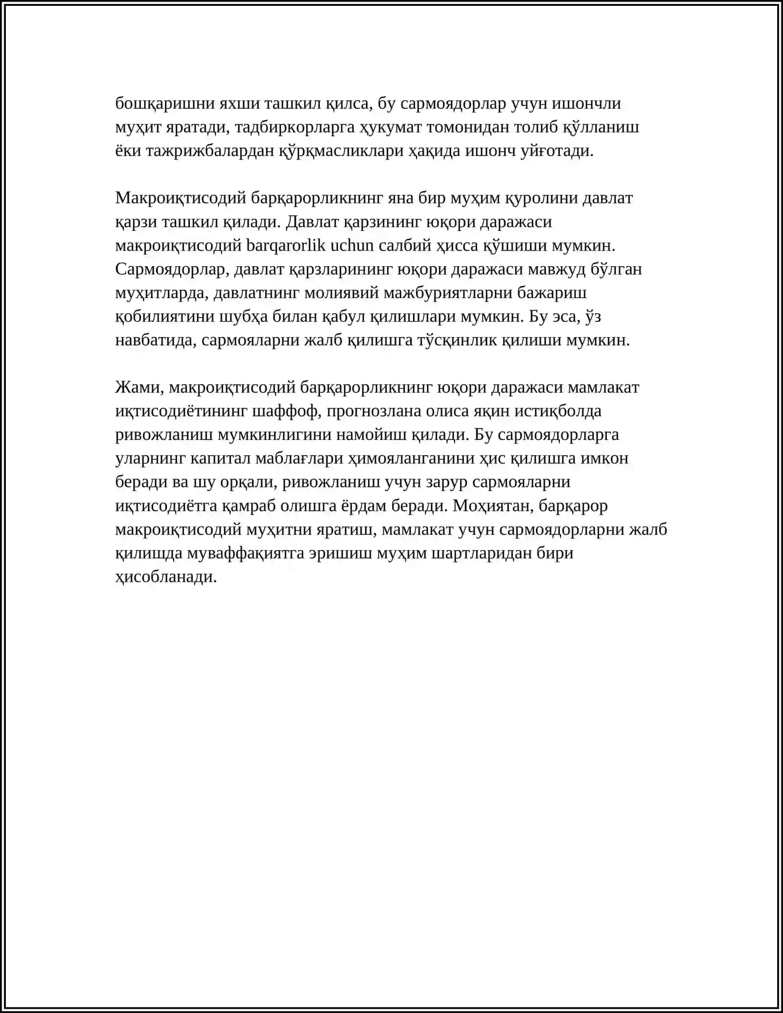 МАМЛАКАТДА ИНВЕСТИЦИЯ ХАЖМИНИ БЕЛГИЛОВЧИ ОМИЛЛАР 4