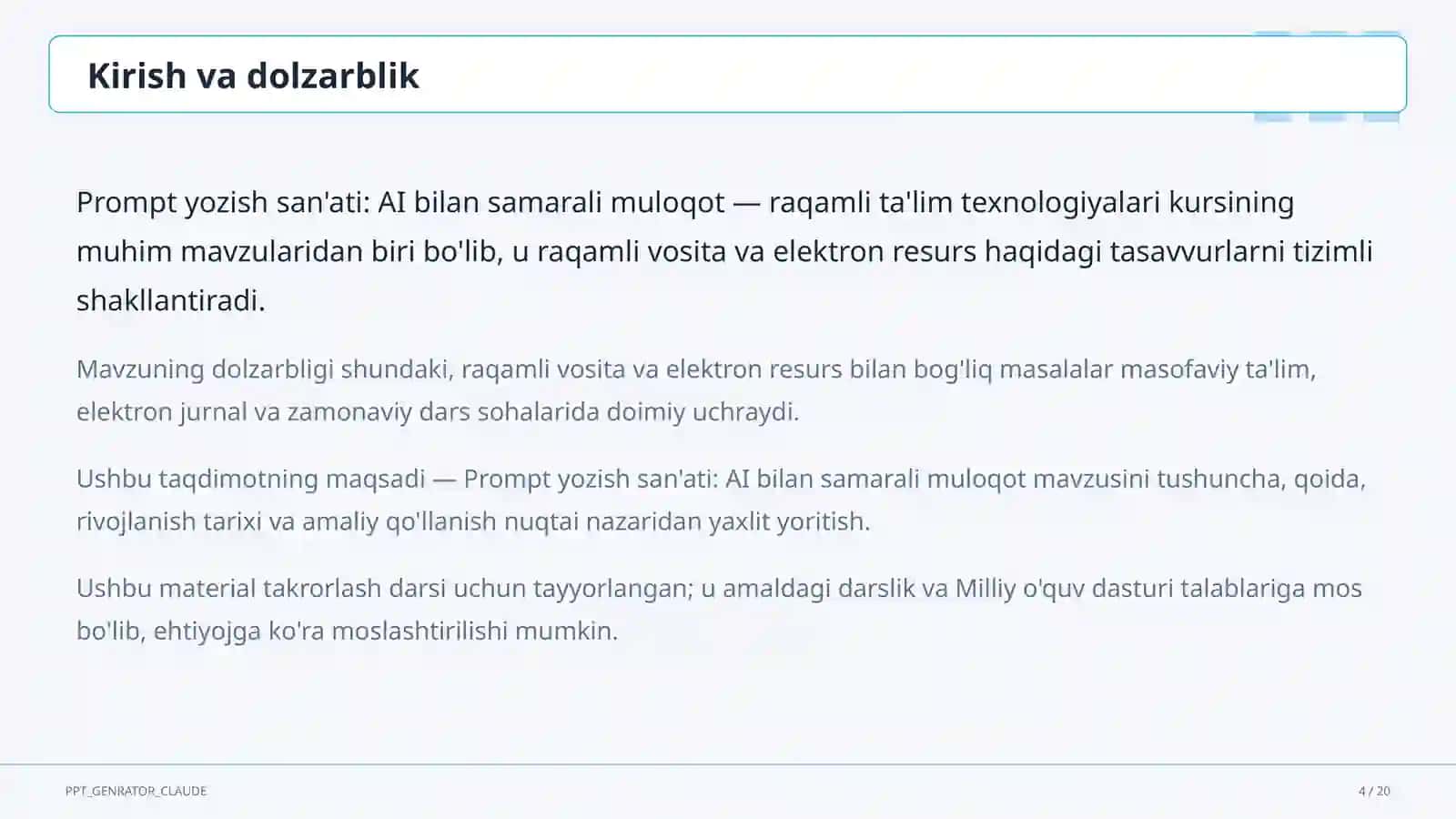 Prompt yozish san'ati: AI bilan samarali muloqot 4