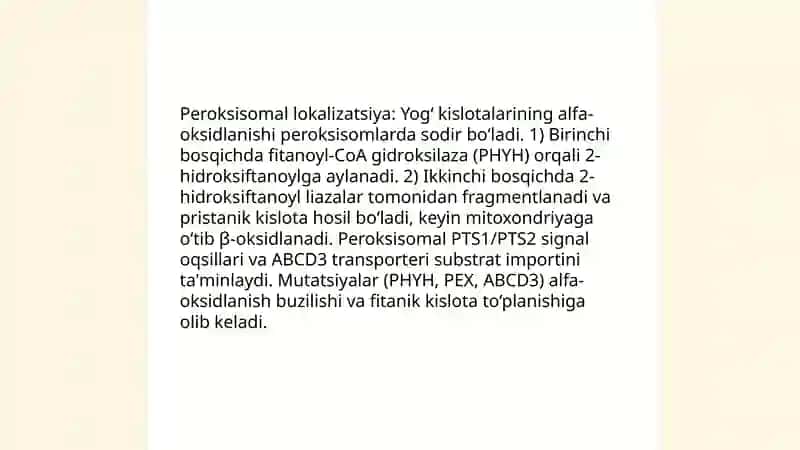 Alfa-oksidlanishning taʼrifi va biokimyoviy ahamiyati 4