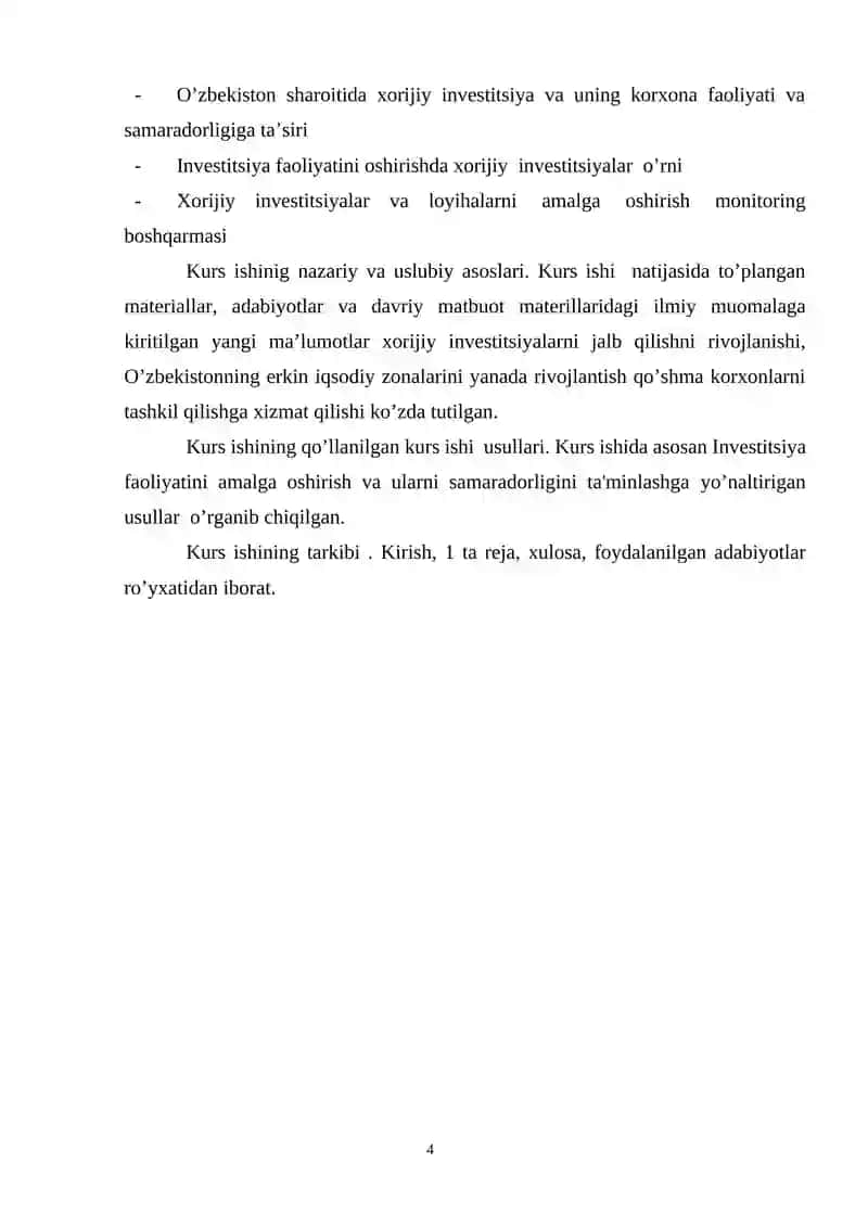 Jahon iqtisodiyotida to'g'ridan-to'g'ri xorijiy investitsiyasining rivojlanish tendensiyasi 4