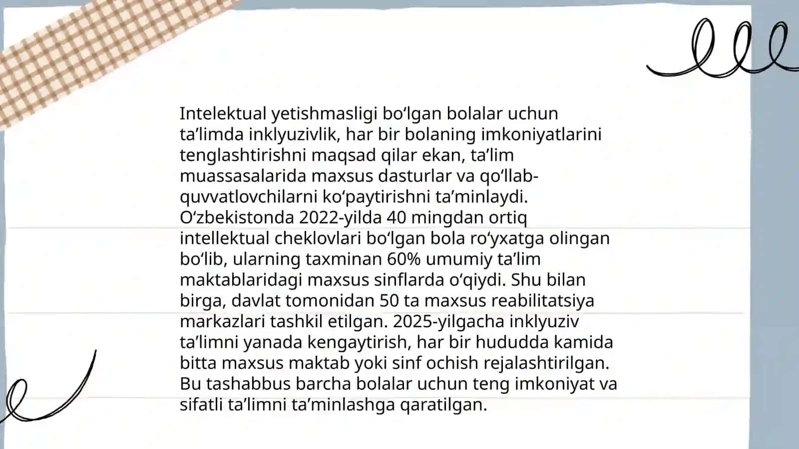 Turli darajadagi intelektual yetishmasligi boʻlgan bolalar uchun inklyuziv taʼlim strategiyalari va ularni amalga oshirish shart sharoitlari 4