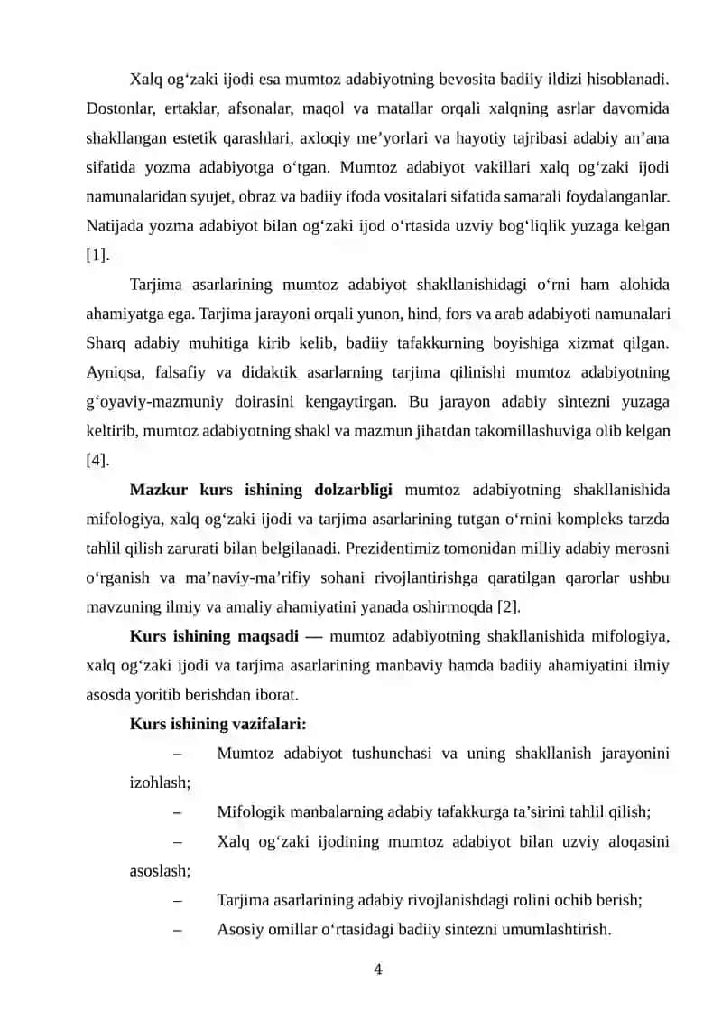 Mumtoz adabiyotning shakllanishidagi asosiy omillar: mifalogiya, xalq og‘zaki ijodi va tarjima asar 4