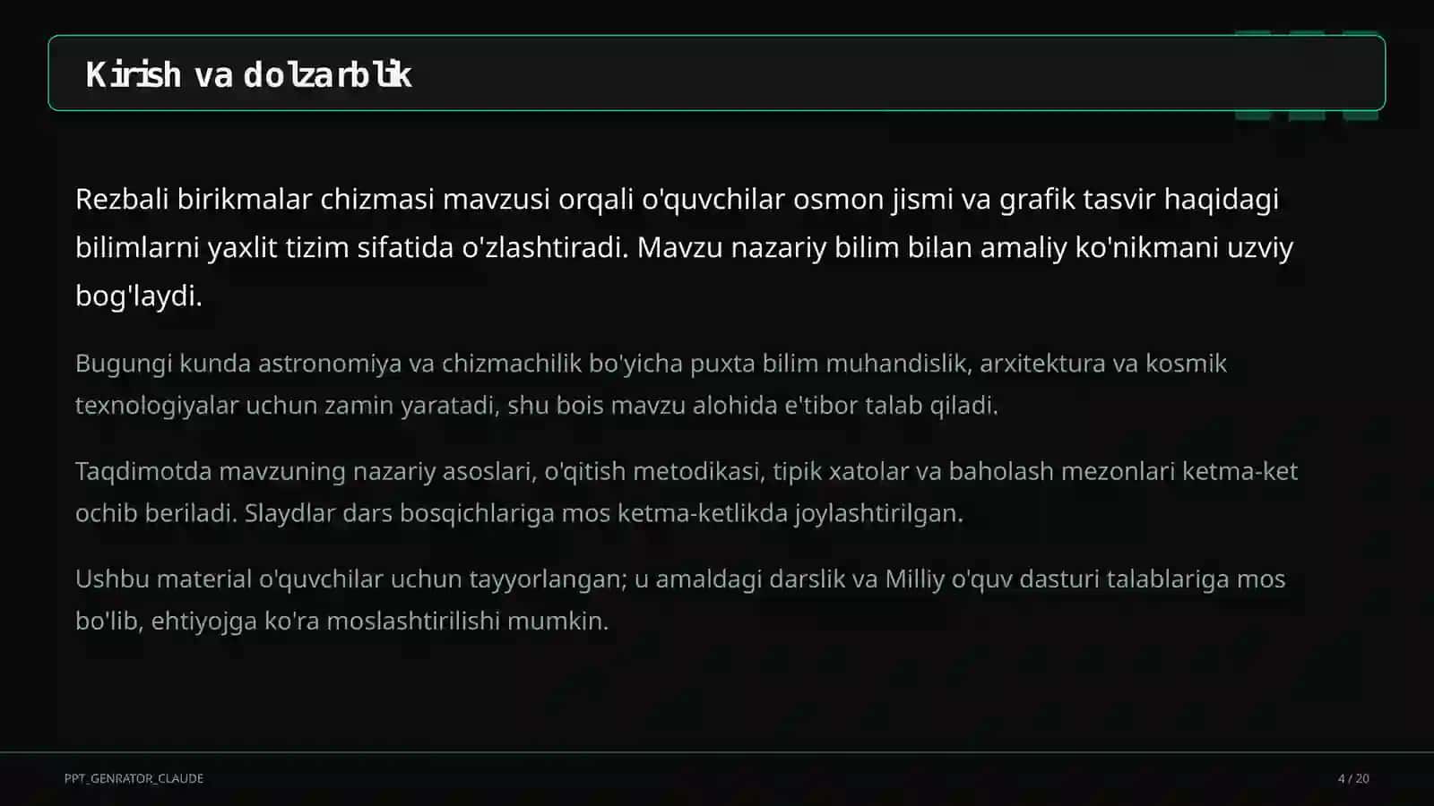 Rezbali birikmalar chizmasi (9-sinf) 4
