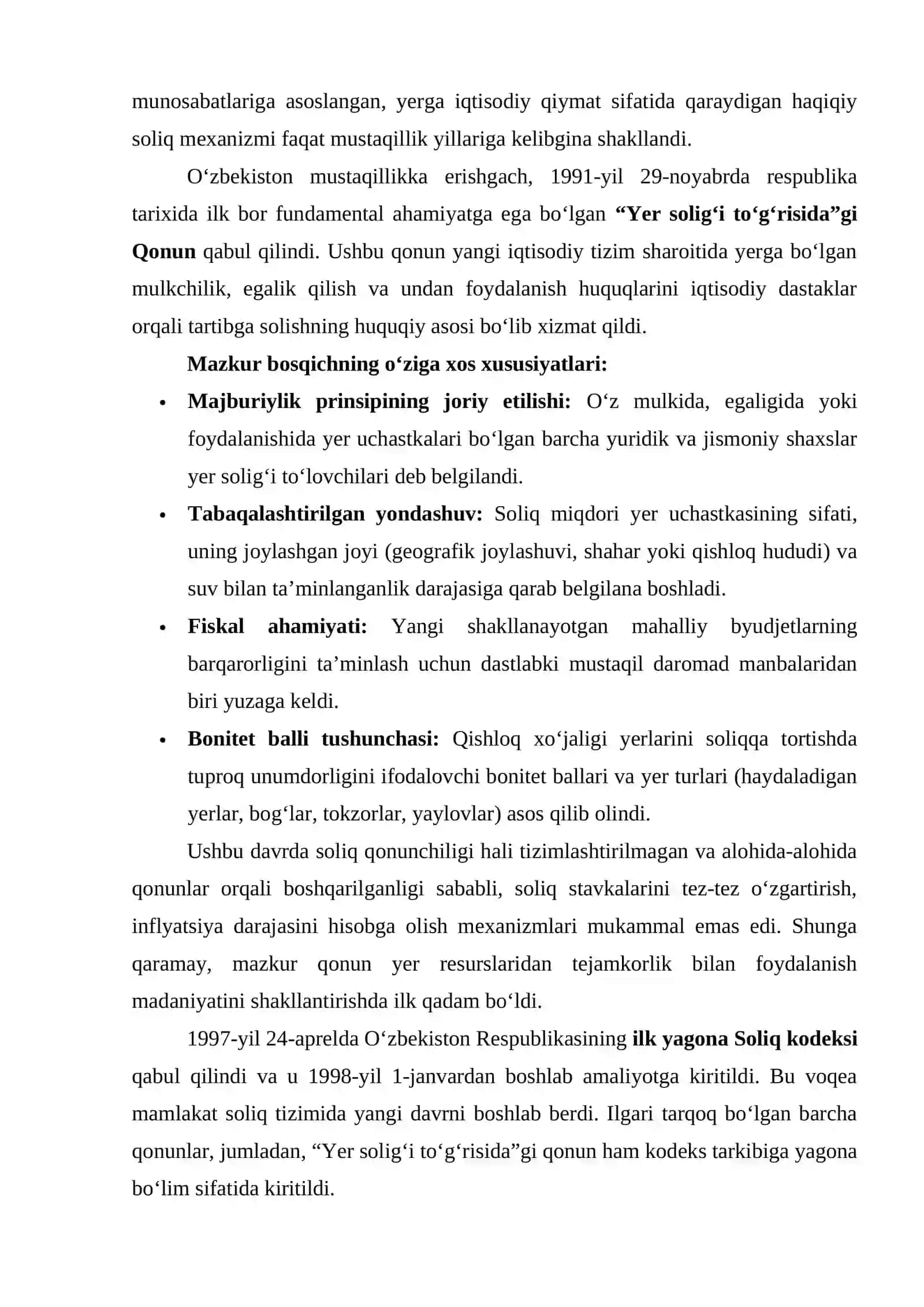Oʻzbekiston Respublikasi soliq tizimi yer soligʻining joriy etilishi va iqtisodiy mohiyati 4