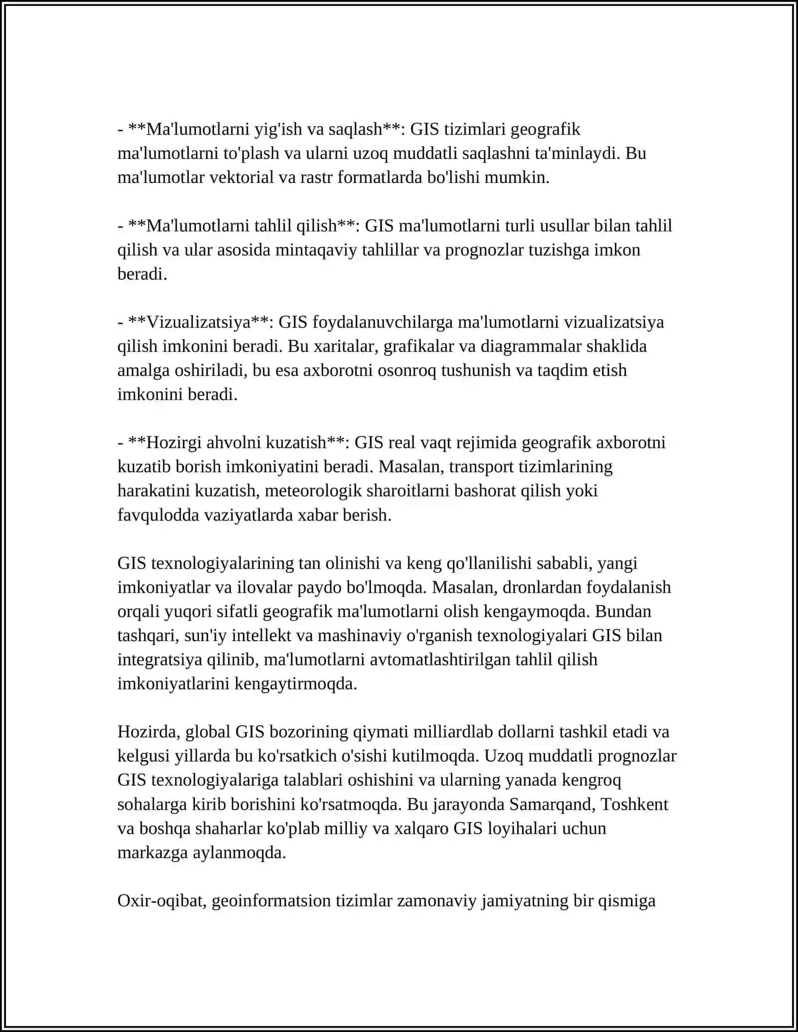 GEOINFORMATSION TIZIMLAR 4