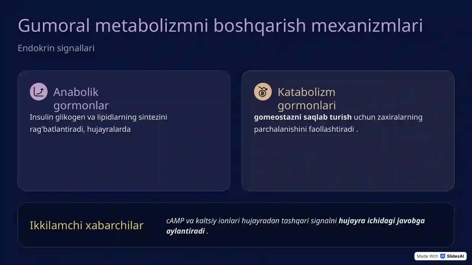 Moddalar va energiya almashinuvini tartibga solish 4