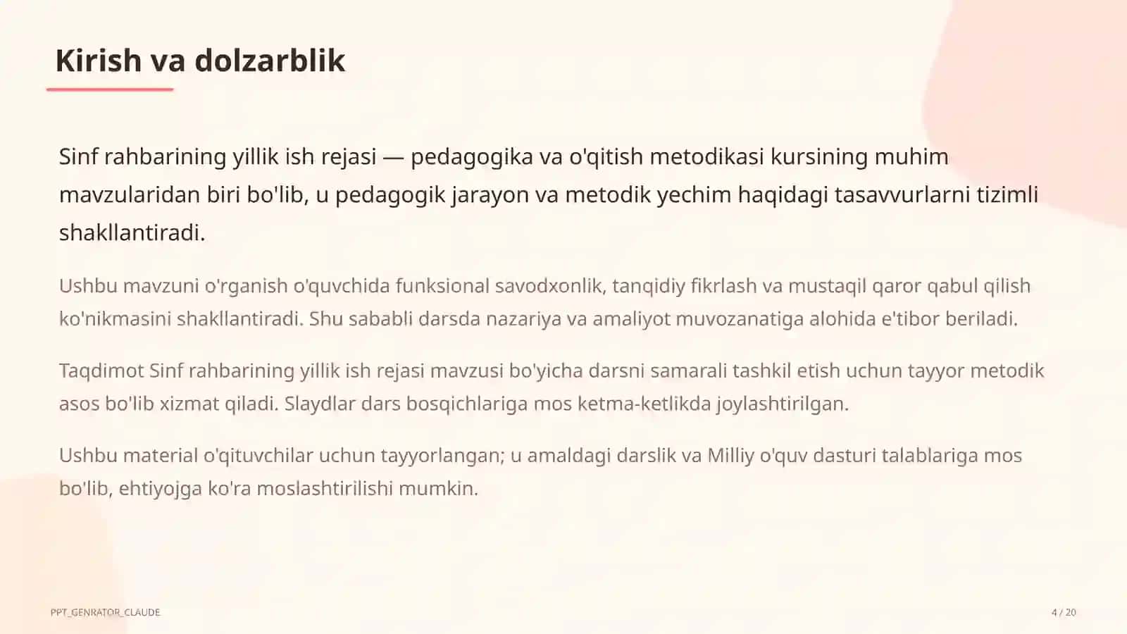 Sinf rahbarining yillik ish rejasi 4