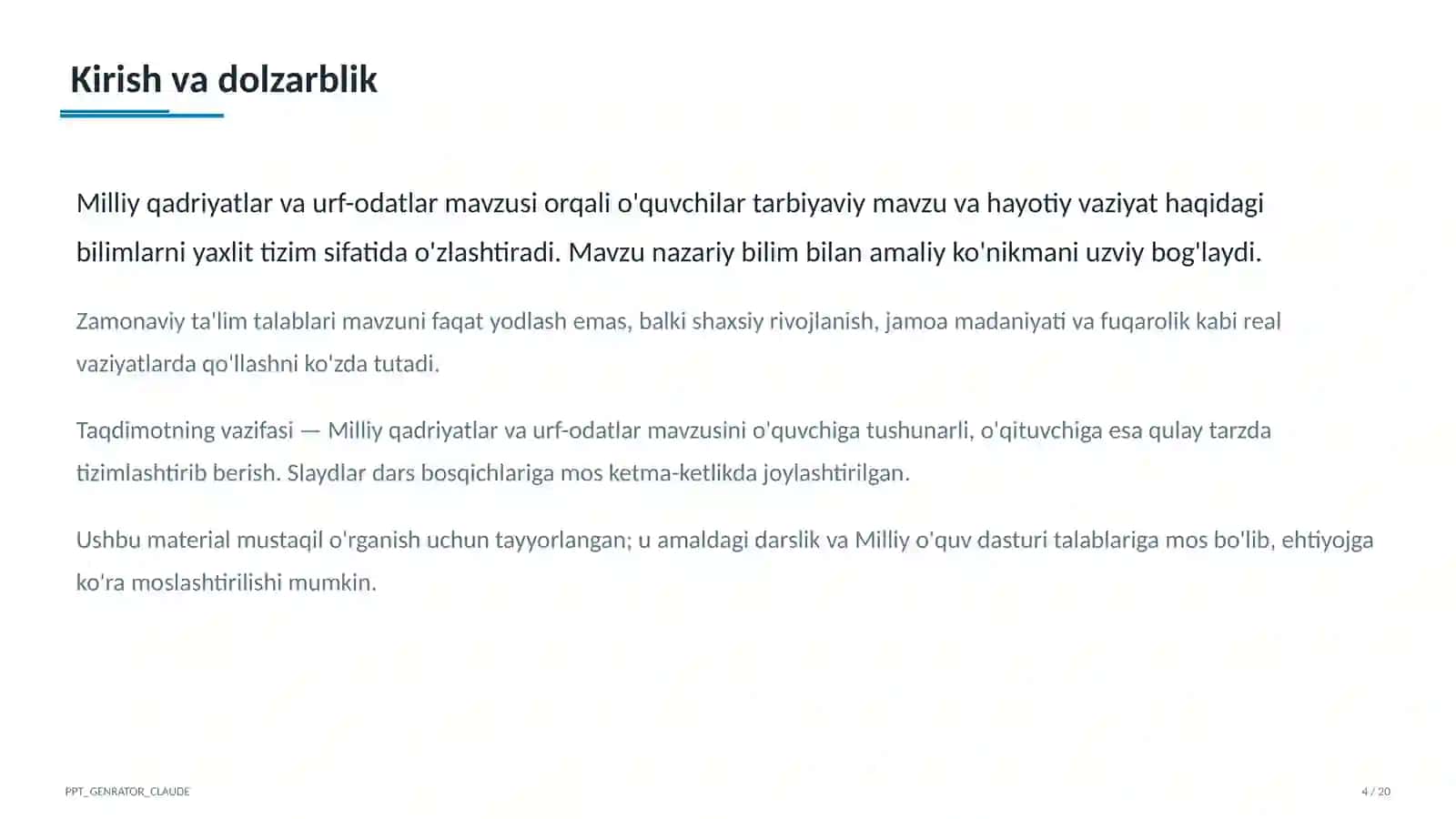 Milliy qadriyatlar va urf-odatlar 4