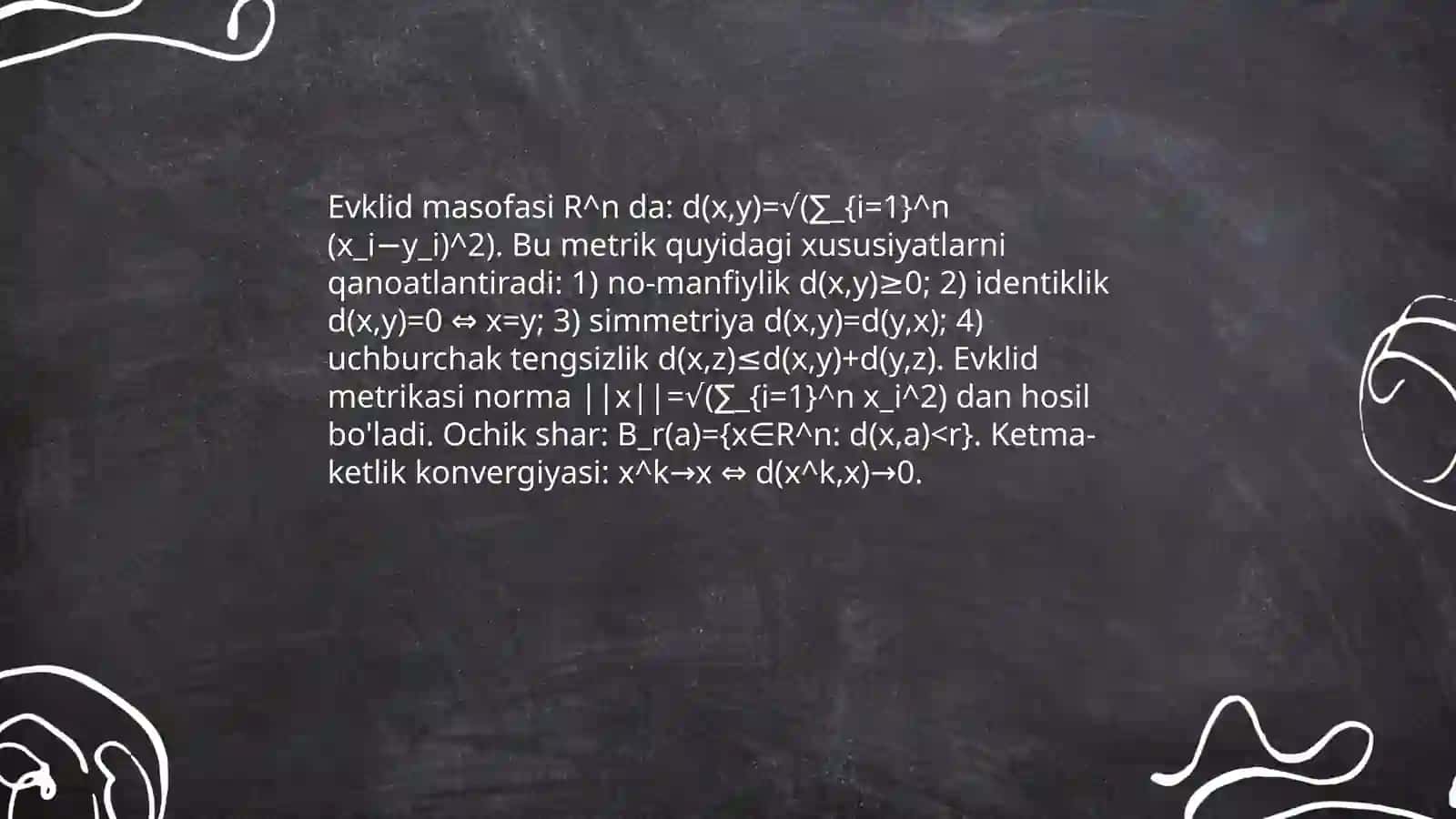 R^n fazosi va nuqta koordinatalari 4