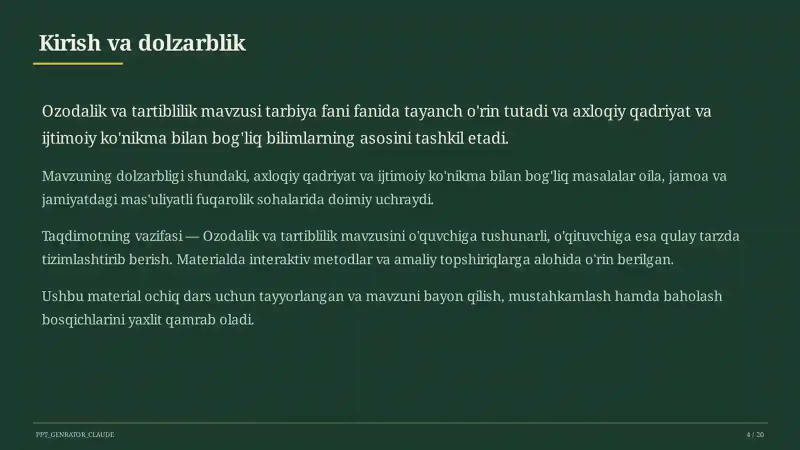 Ozodalik va tartiblilik (1-sinf) 4