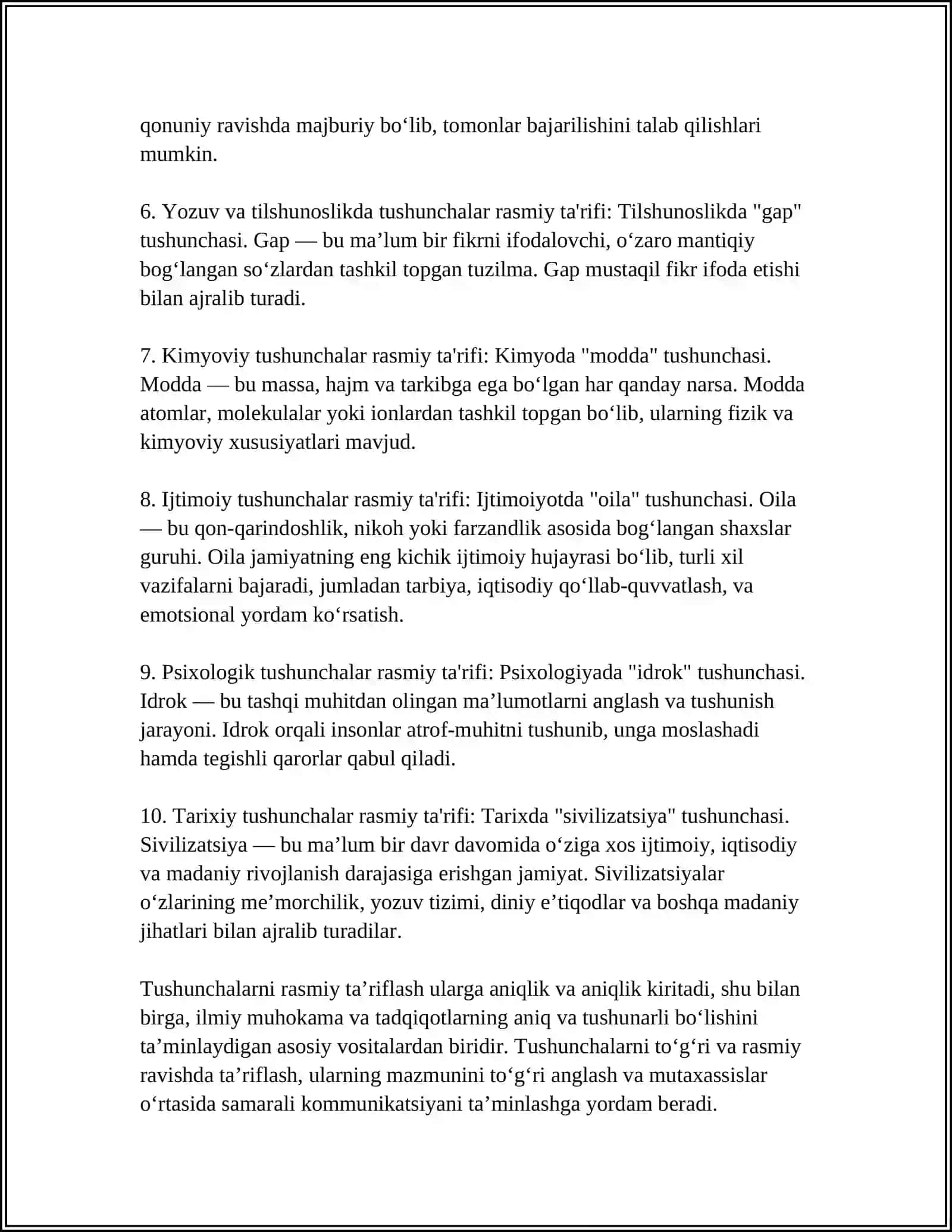 TUSHUNCHALARNI TA'ROFLASHGA OID MISOLLAR 4