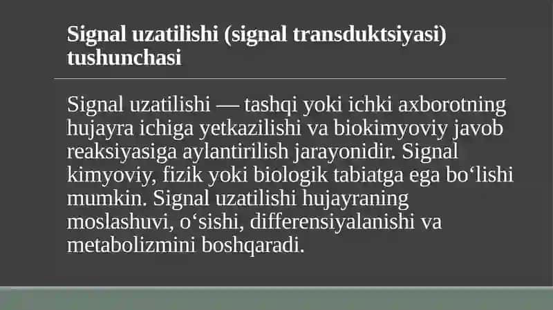 Signallarni membranalar orqali o'tkazilishi. Membranalar buzilishlarni patologik jarayonni kelib chiqishidagi o'rni. 4