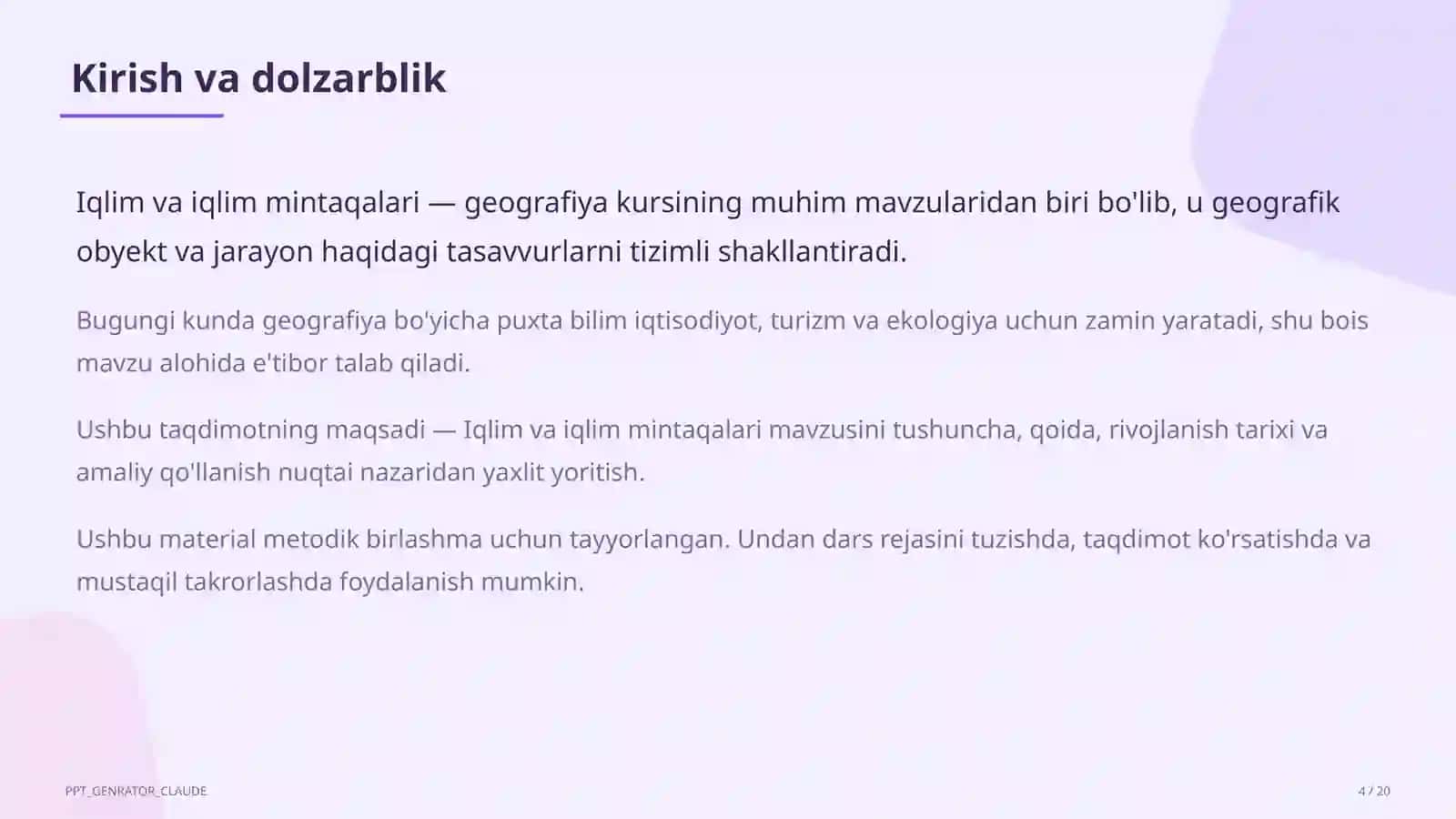 Iqlim va iqlim mintaqalari (6-sinf) 4