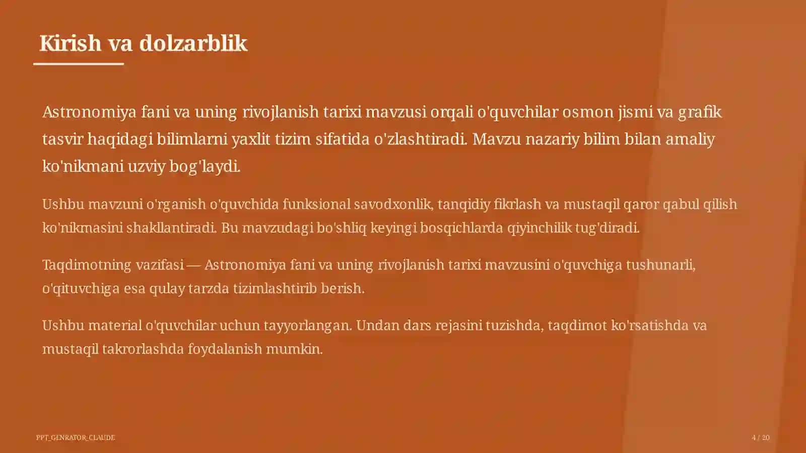 Astronomiya fani va uning rivojlanish tarixi (10-sinf) 4