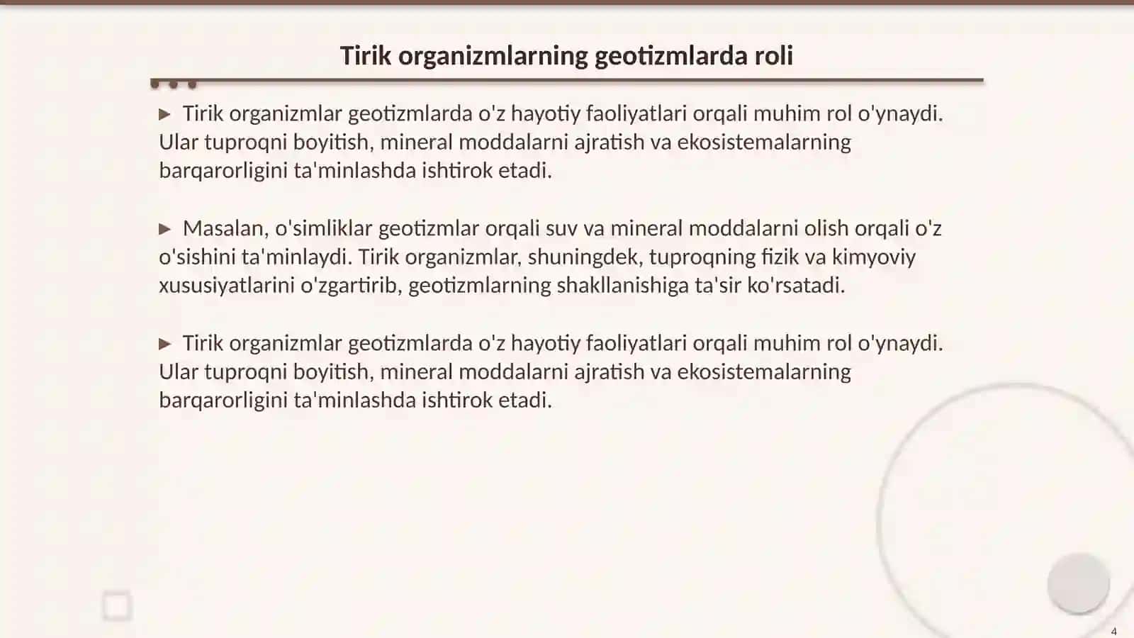 Geotizmlar va tirik organizmlarning hayotiy shakllari 4