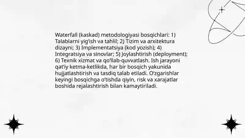 Dasturiy ta'minotni ishlab chiqish metodologiyalari 4