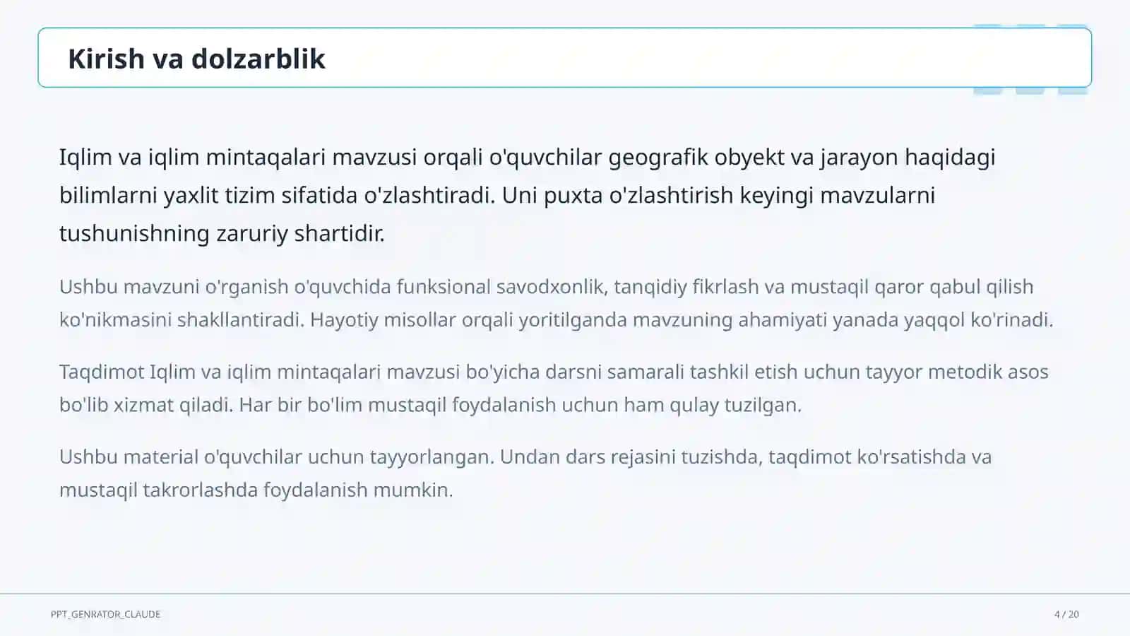 Iqlim va iqlim mintaqalari (6-sinf) 4