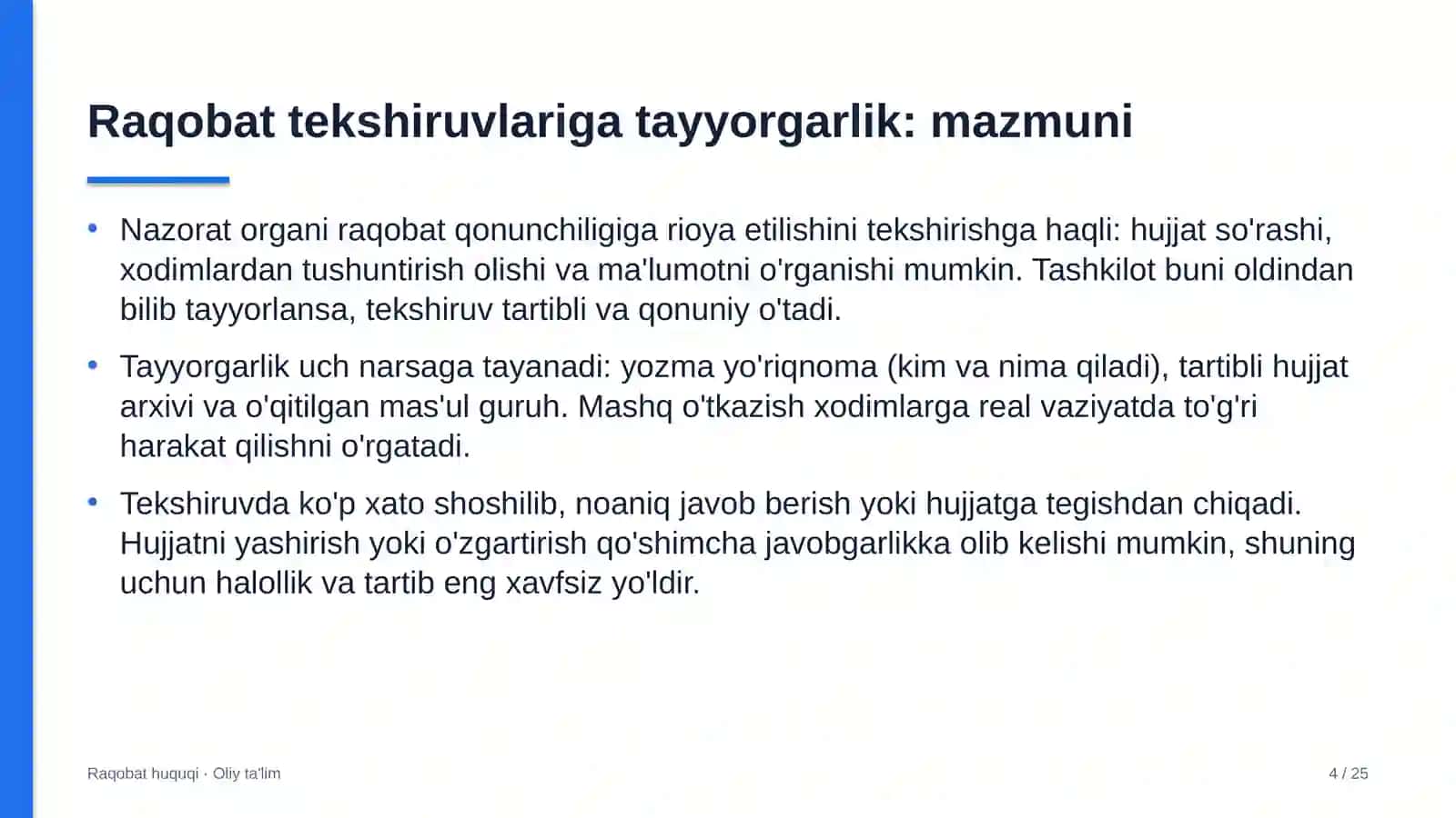 televideniyeda raqobat bo'yicha tekshiruvlarga tayyorgarlik ko'rish 4300 4