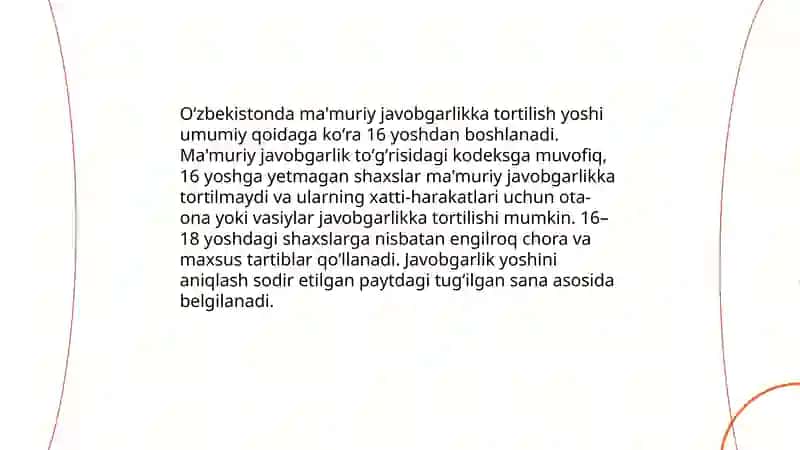 Mamuriy javobgarlikka tortilish yoshi 4