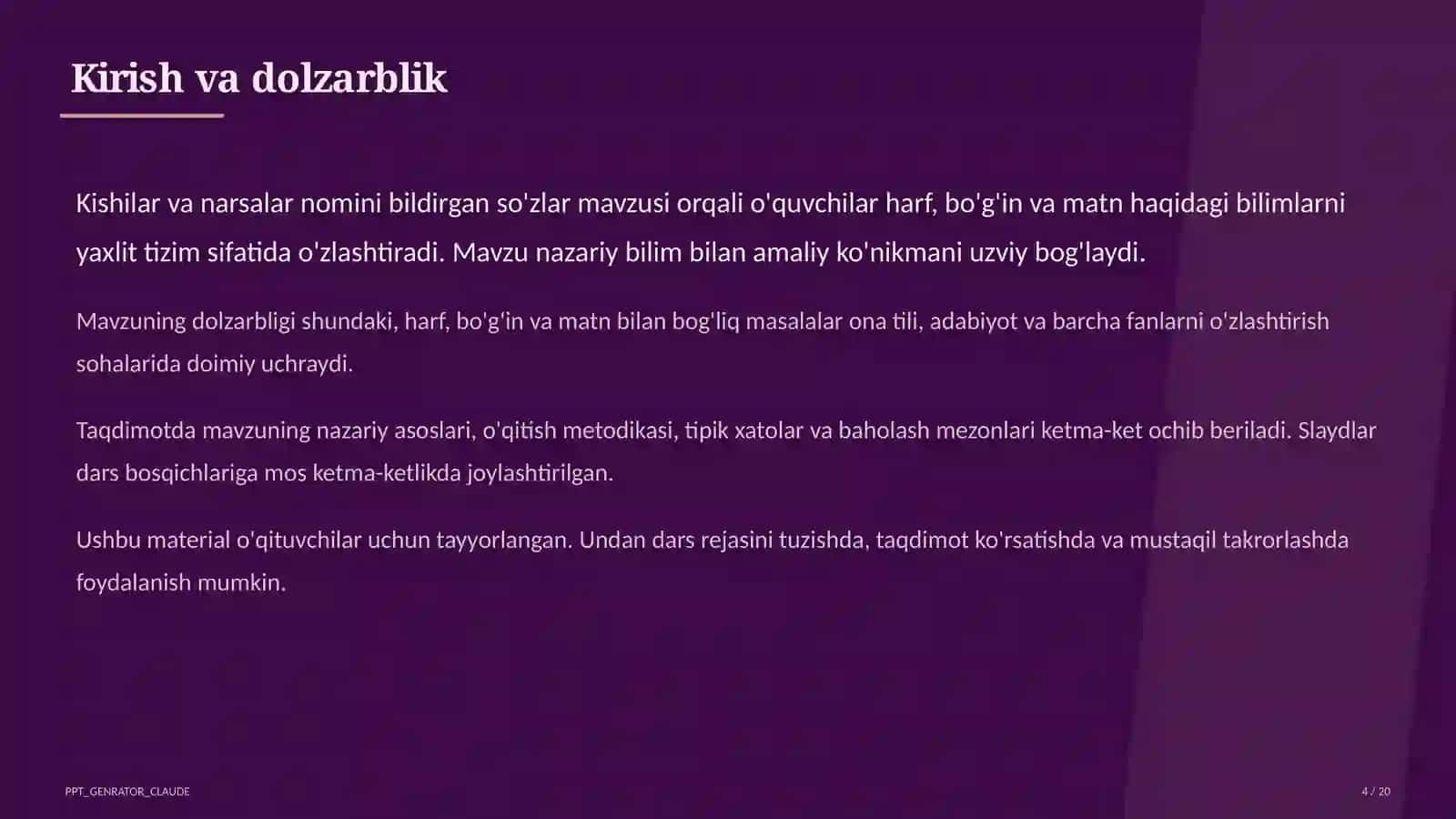 Kishilar va narsalar nomini bildirgan so'zlar (2-sinf) 4