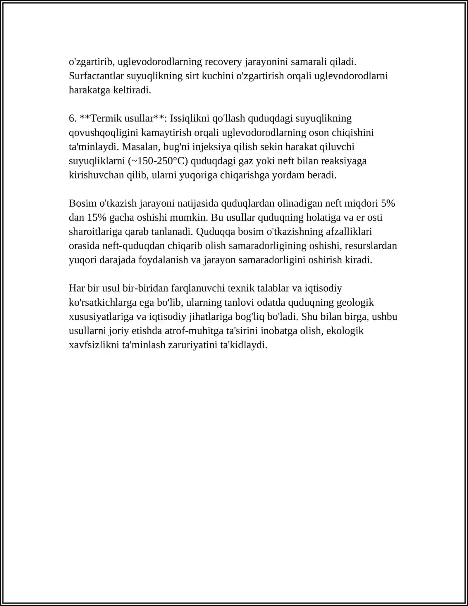 QUDUQ TUBIGA TA'SIR ETISH USULLARI SAMARADORLIGINI HISOBLASH 4