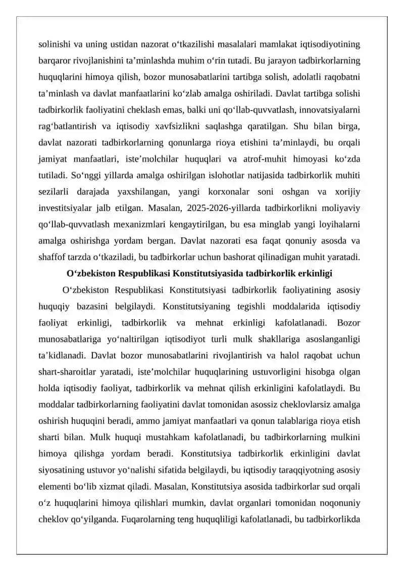 Tadbirkorlik faoliyati davlat tomonidan tartibga solinishi 4