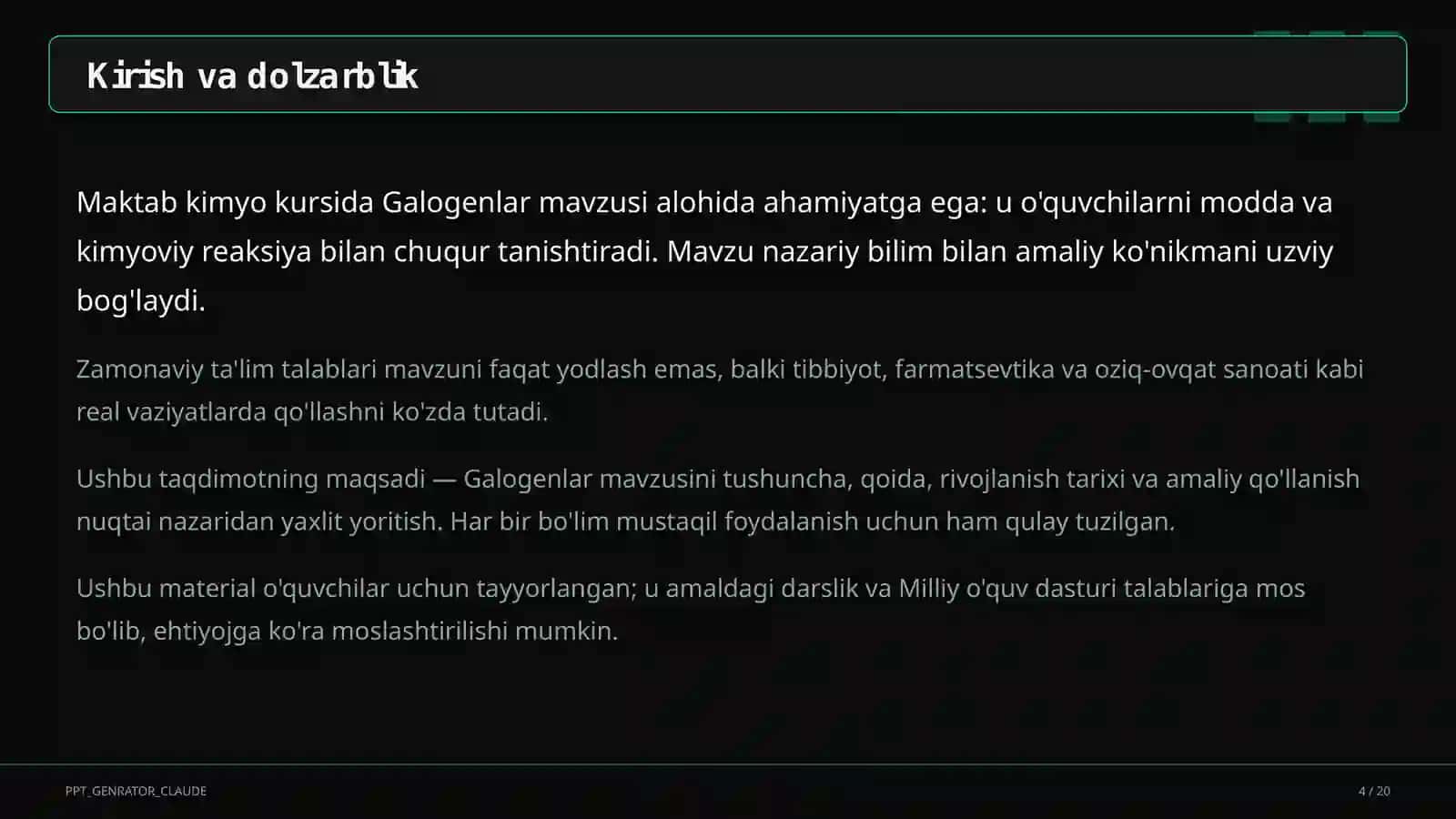 Galogenlar (9-sinf) 4