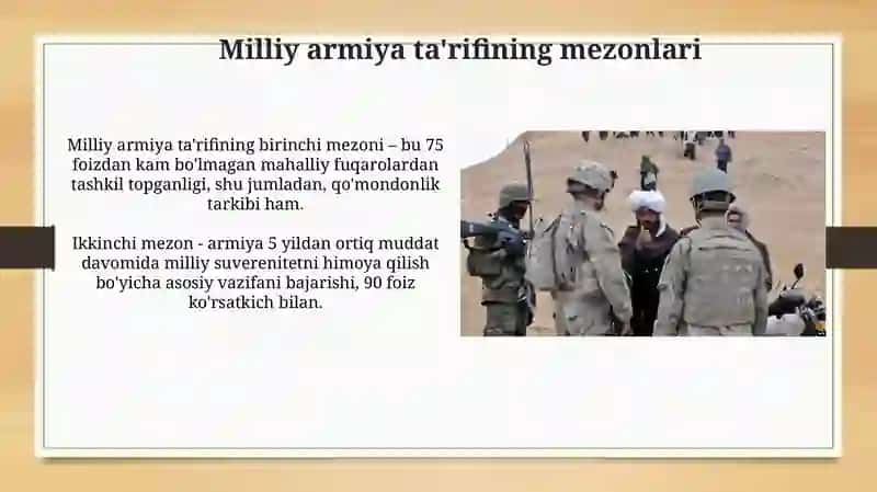 Milliy armiya ta'rifining qonuniyligi va mezonlari 4